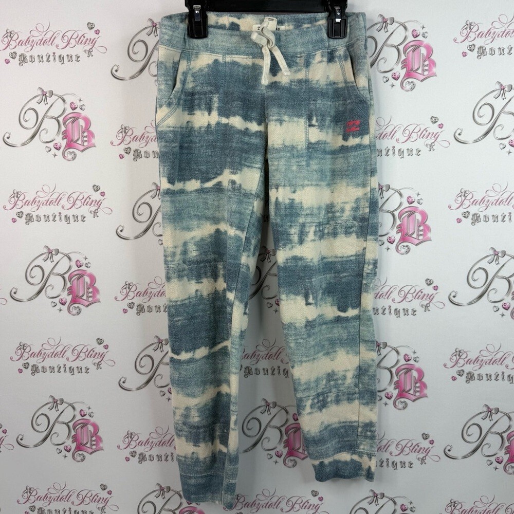 Billabong pants joggers sweatpants Blue and White cream pockets Tie-Dye Joggers